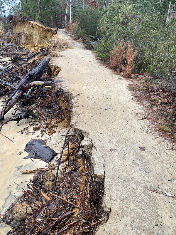 costa en el Parque Estatal del Río York antes de la estabilización