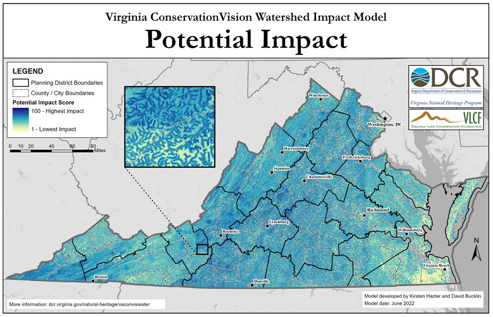 imagen de mapa del modelo de impacto de la cuenca hidrográfica VCLNA
