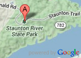 Miniatura del mapa de Google que muestra la ubicación del Parque Estatal Staunton River Miniatura del mapa de Google que muestra la ubicación del Parque Estatal Staunton River