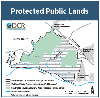 mapa del área de conservación estatal de las Malvinas con reservaciones de áreas naturales
